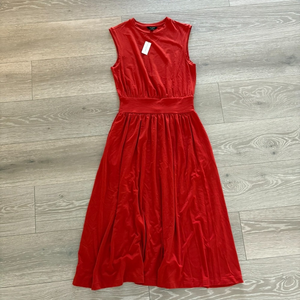 NWT Banana Republic Womens Scorched Orange Stretchy Waist long Dress‎ Small